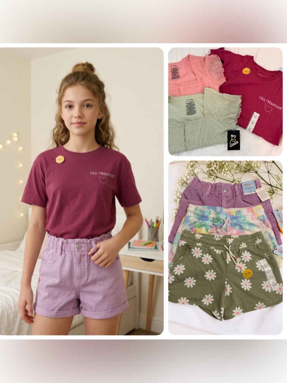 Cat & Jack Girls Summer Bundle Size L 10/12 NWT 6 Piece Outfit Set Shorts Tops